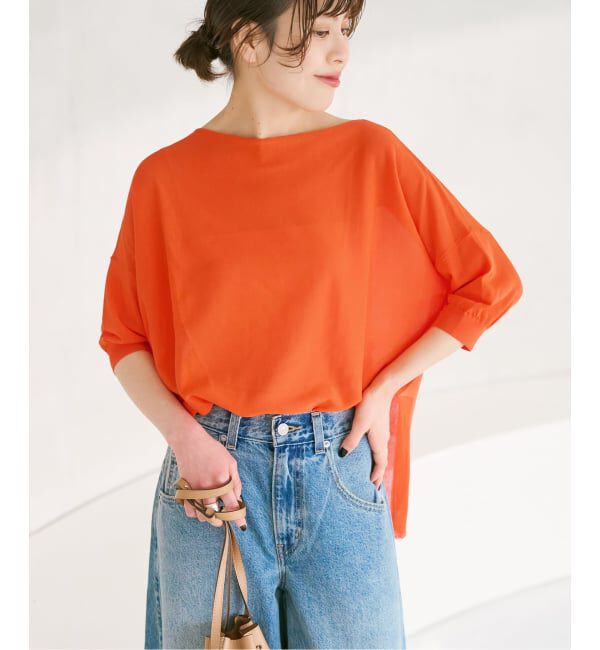 Spick and Span「《接触冷感 / 予約》ICE FINE 5分袖ボートネックニット」|ニット・セーター|