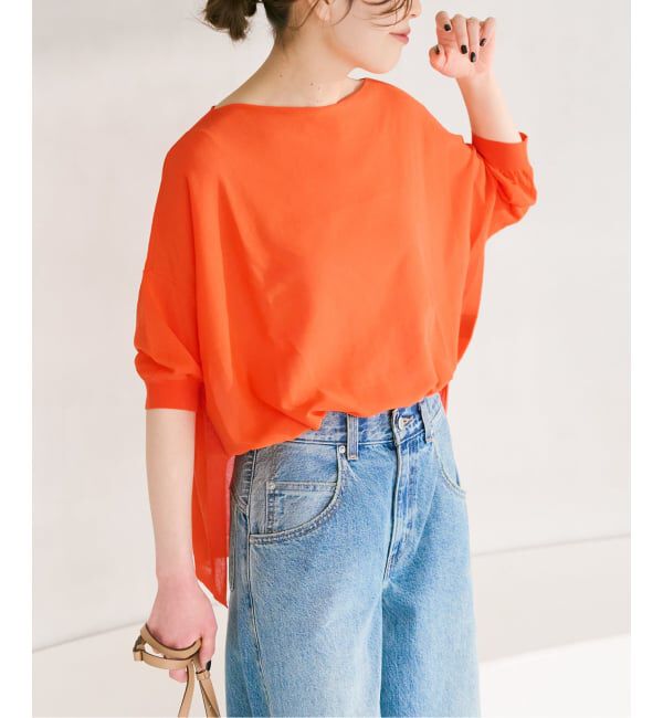 Spick and Span「《接触冷感 / 予約》ICE FINE 5分袖ボートネックニット」|ニット・セーター|