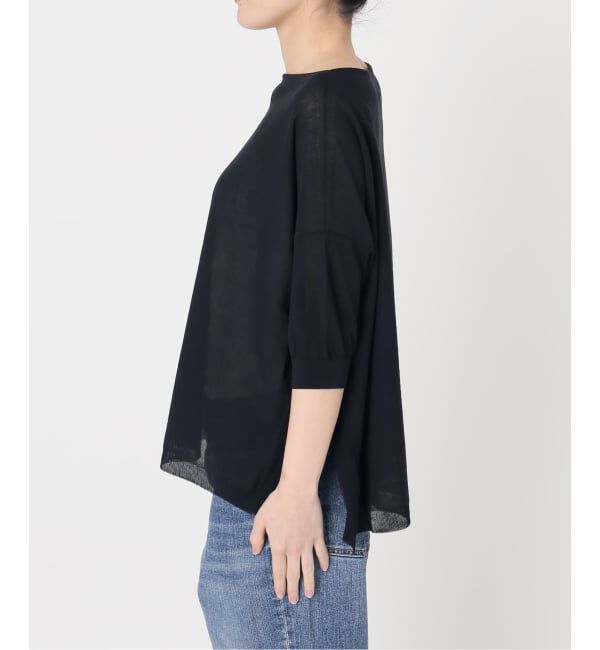 Spick and Span「《接触冷感 / 予約》ICE FINE 5分袖ボートネックニット」|ニット・セーター|