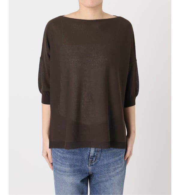 Spick and Span「《接触冷感 / 予約》ICE FINE 5分袖ボートネックニット」|ニット・セーター|