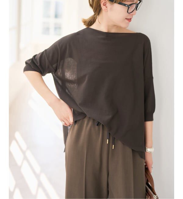 Spick and Span「《接触冷感 / 予約》ICE FINE 5分袖ボートネックニット」|ニット・セーター|