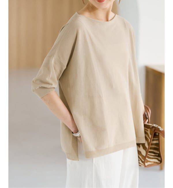 Spick and Span「《接触冷感 / 予約》ICE FINE 5分袖ボートネックニット」|ニット・セーター|