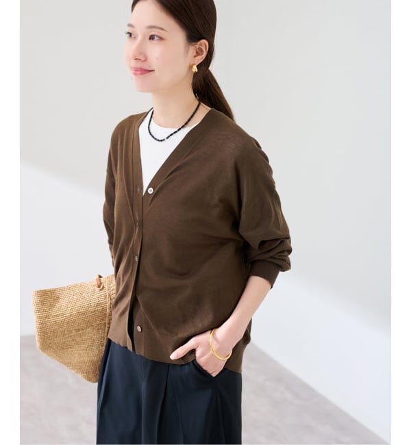 FRAMeWORK「≪予約≫シルク混綿麻シアーVネックカーディガン」|カーディガン|