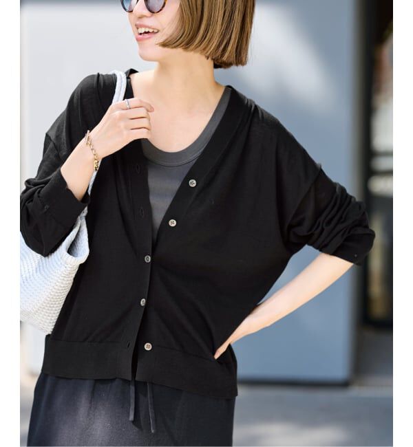 FRAMeWORK「≪予約≫シルク混綿麻シアーVネックカーディガン」|カーディガン|