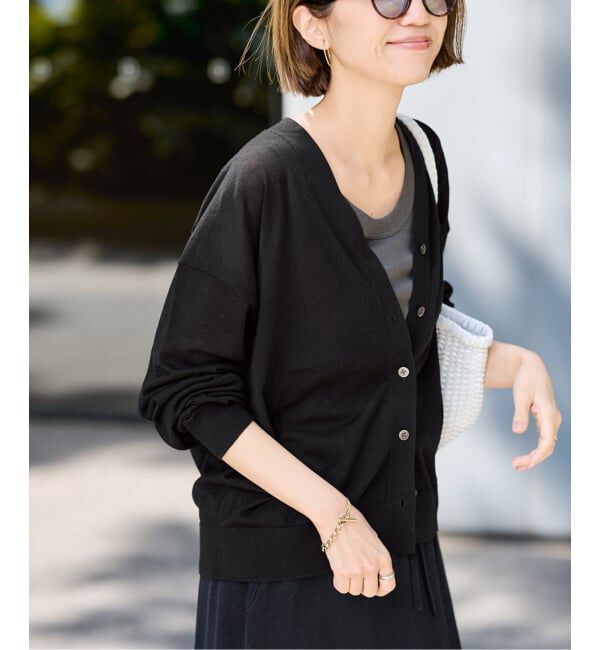 FRAMeWORK「≪予約≫シルク混綿麻シアーVネックカーディガン」|カーディガン|