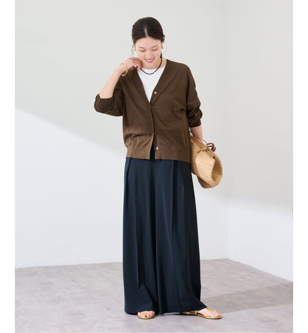 FRAMeWORK「≪予約≫シルク混綿麻シアーVネックカーディガン」|カーディガン|