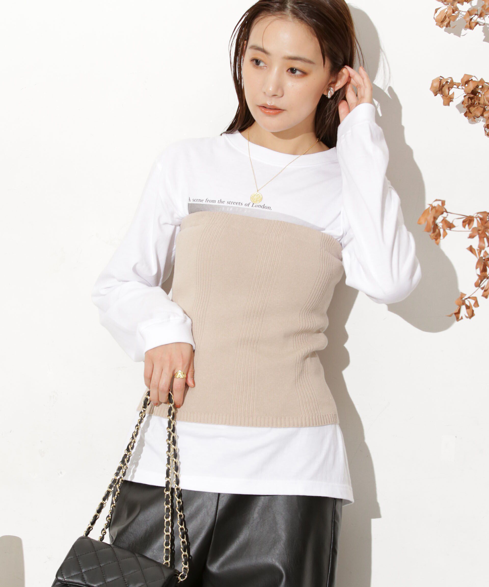 nano･universe「Robert P. Miller/別注 ニットカップ付ビスチェ」|ニット・セーター|ベージュ