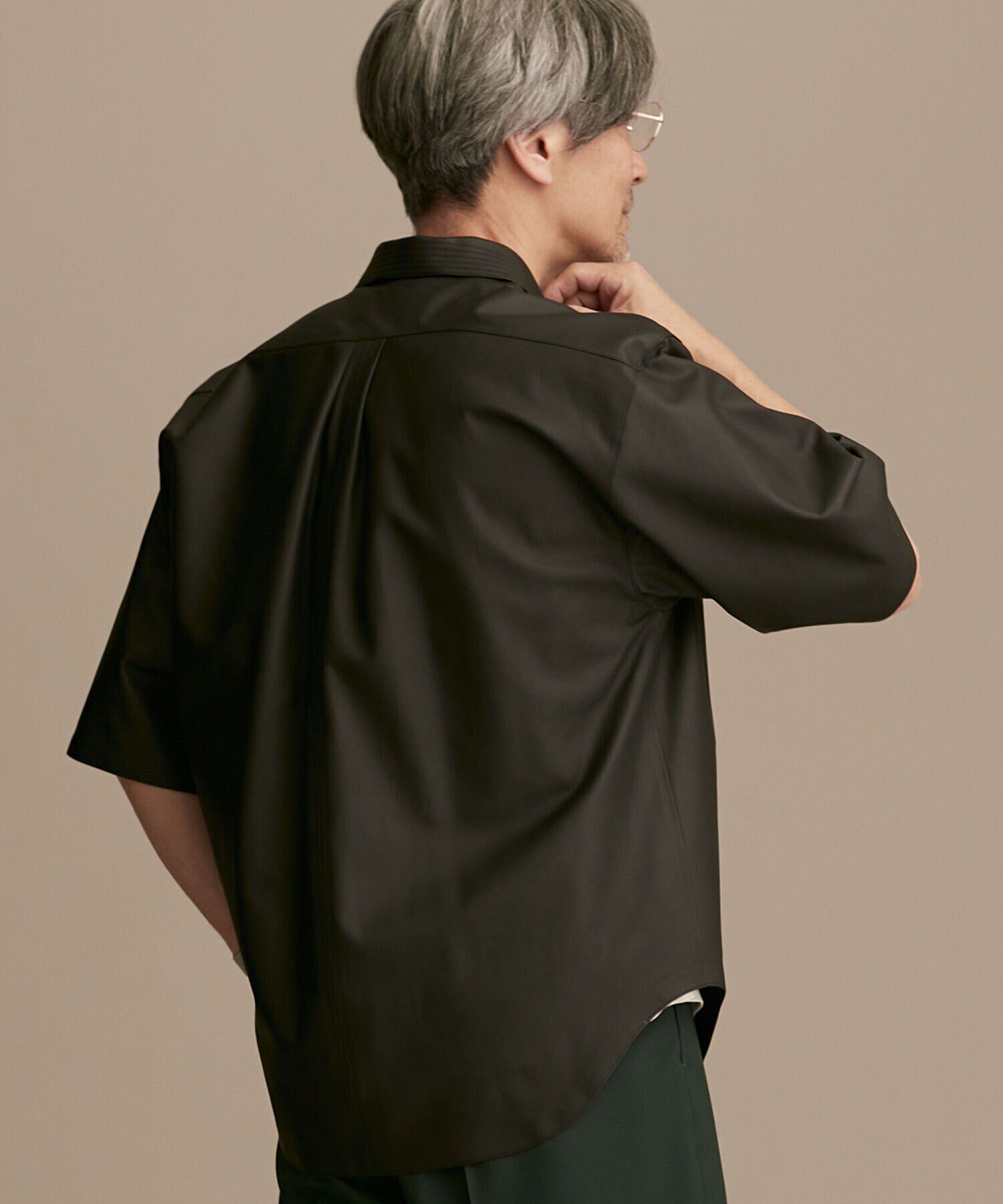 nano･universe「LB.01/レギュラーカラー ハーフスリーブ レザーシャツ」|ライダースジャケット|