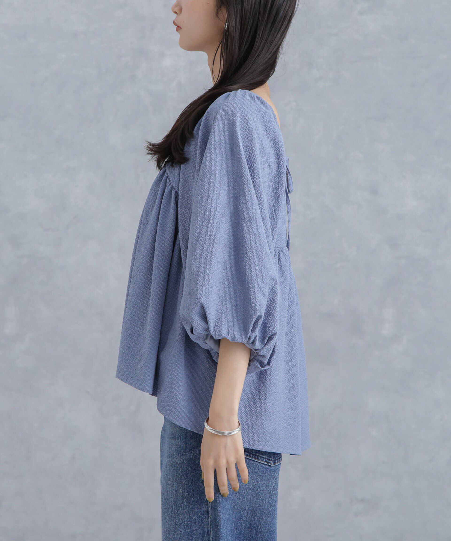 nano･universe「マイクロサッカーバックリボンブラウス」|シャツ・ブラウス|