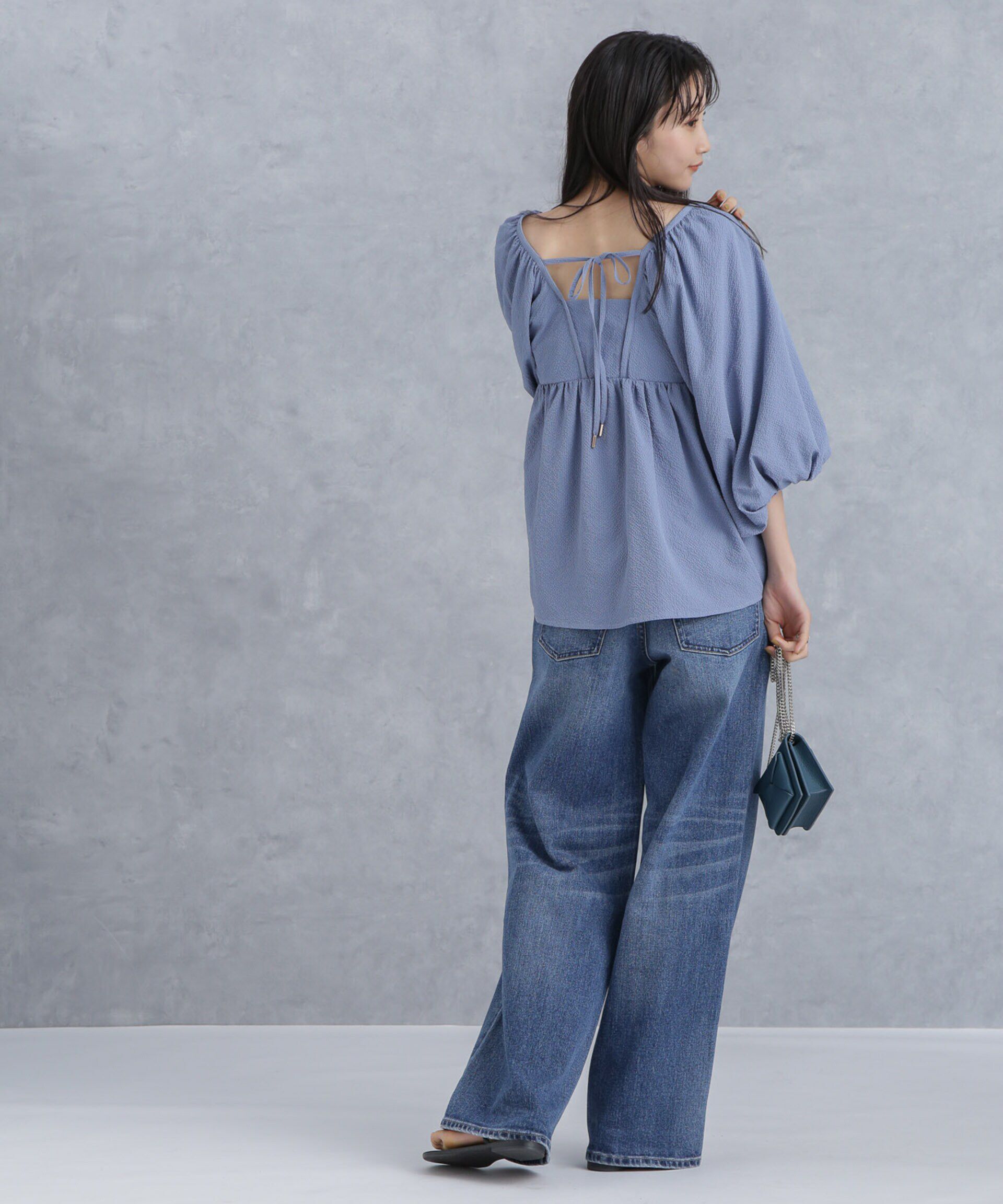 nano･universe「マイクロサッカーバックリボンブラウス」|シャツ・ブラウス|