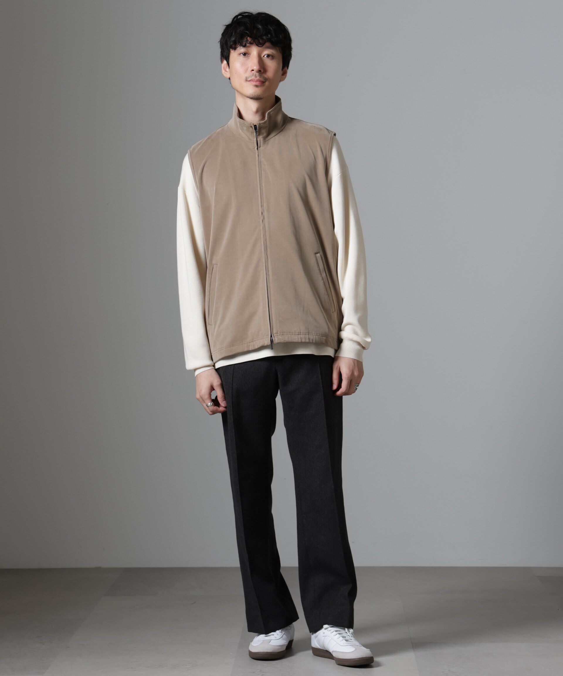 nano･universe「ヌバックライクスムーススタンドカラーベスト」|ダウンベスト・ベスト|