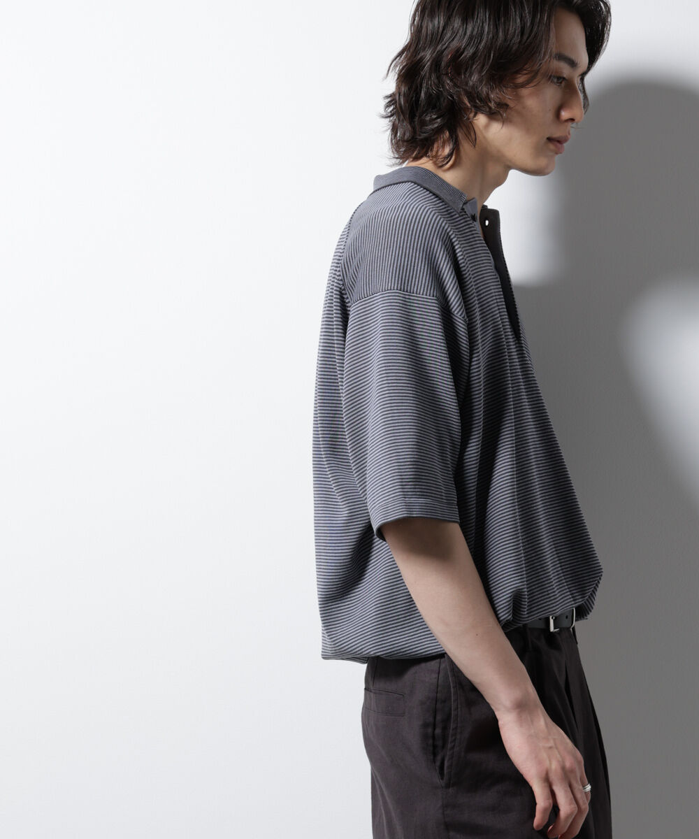 nano･universe「ハイゲージマイクロボーダーニットポロ」|ニット・セーター|
