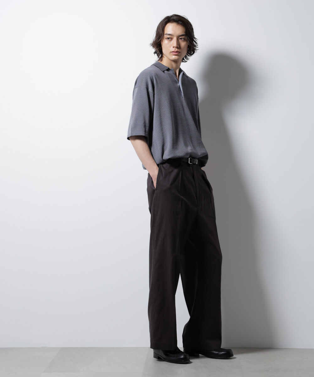 nano･universe「ハイゲージマイクロボーダーニットポロ」|ニット・セーター|