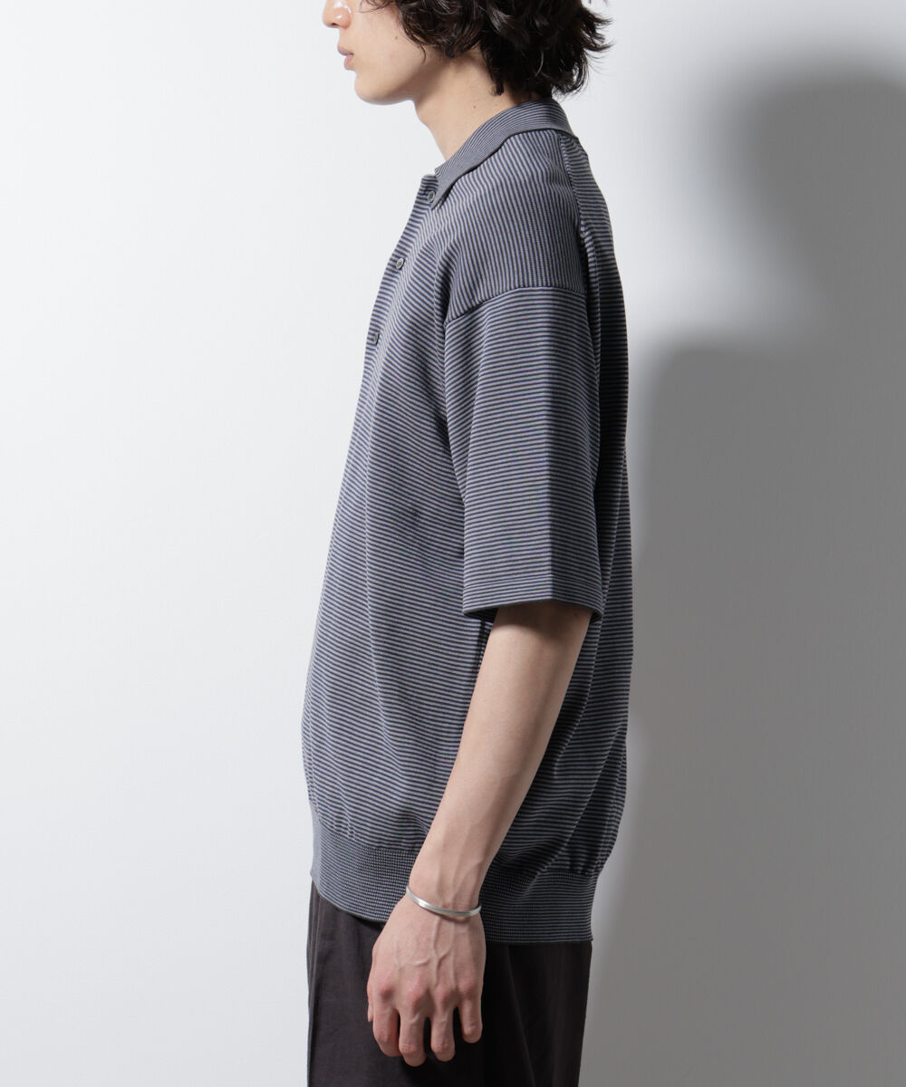 nano･universe「ハイゲージマイクロボーダーニットポロ」|ニット・セーター|