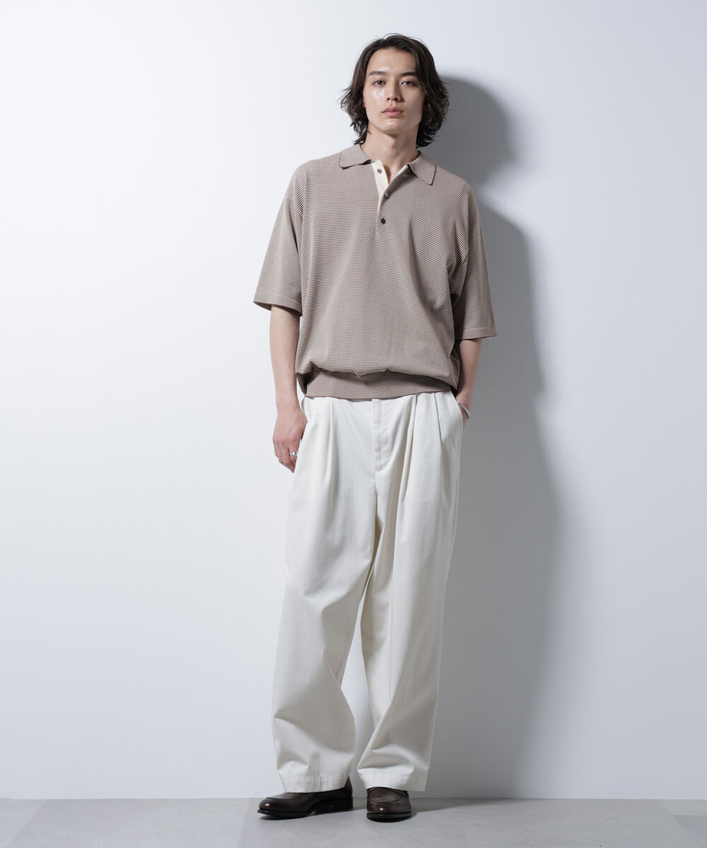 nano･universe「ハイゲージマイクロボーダーニットポロ」|ニット・セーター|