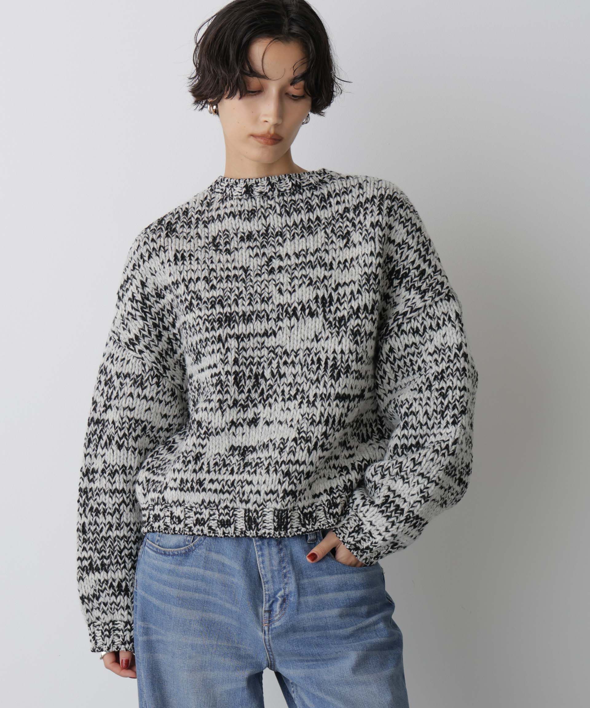  「「STEVELOUR」ミックスカラー2WAYスナップニット」|ニット・セーター|