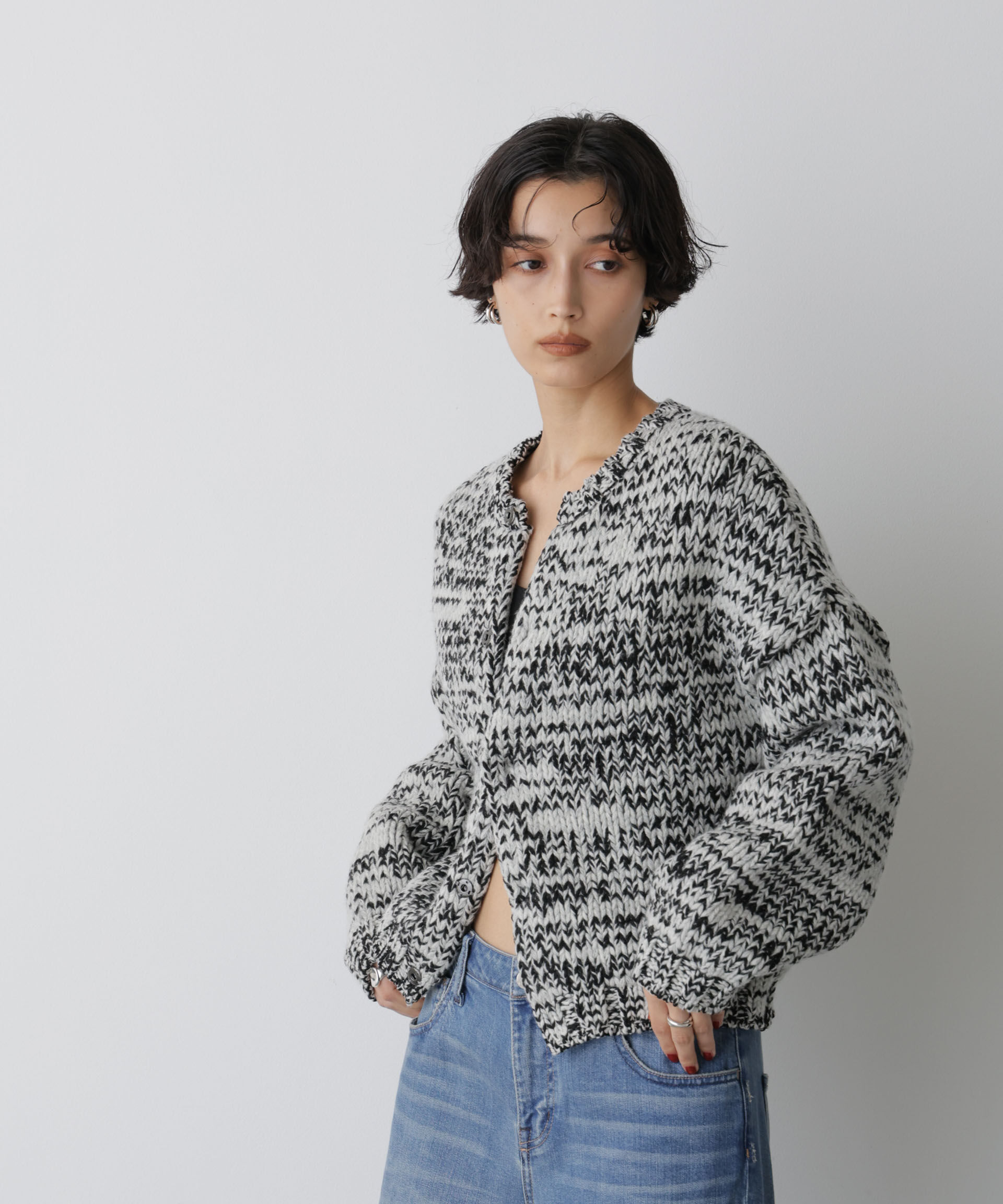  「「STEVELOUR」ミックスカラー2WAYスナップニット」|ニット・セーター|