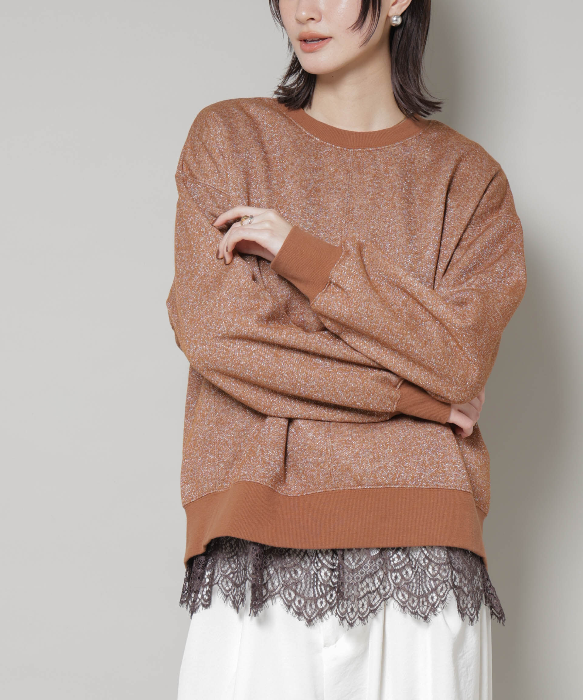 nano･universe「裾レースドッキングロングTシャツ」|Tシャツ・カットソー|