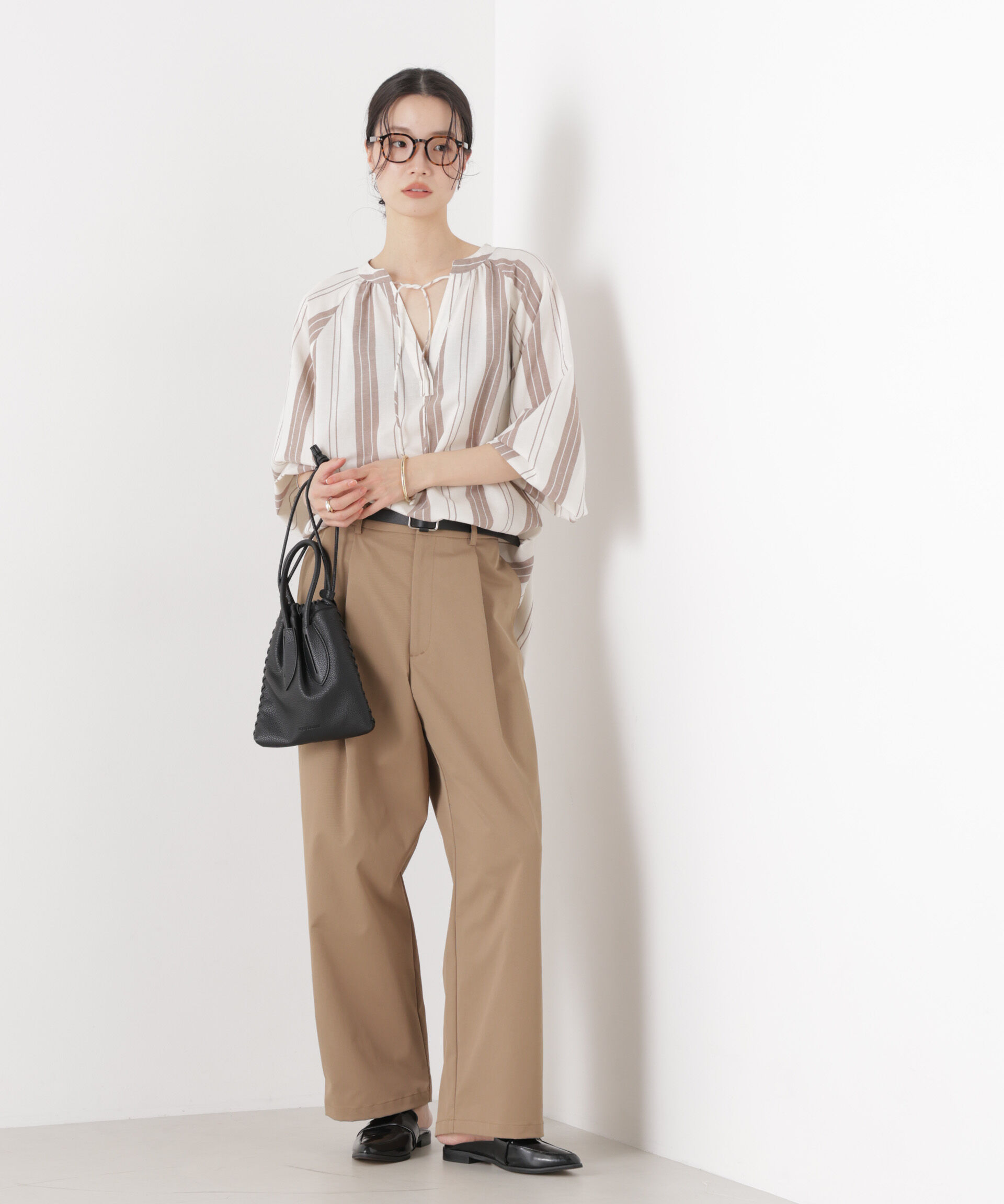 nano･universe「マシンウォッシャブルリネン混 ドルマンプルオーバーブラウス」|シャツ・ブラウス|