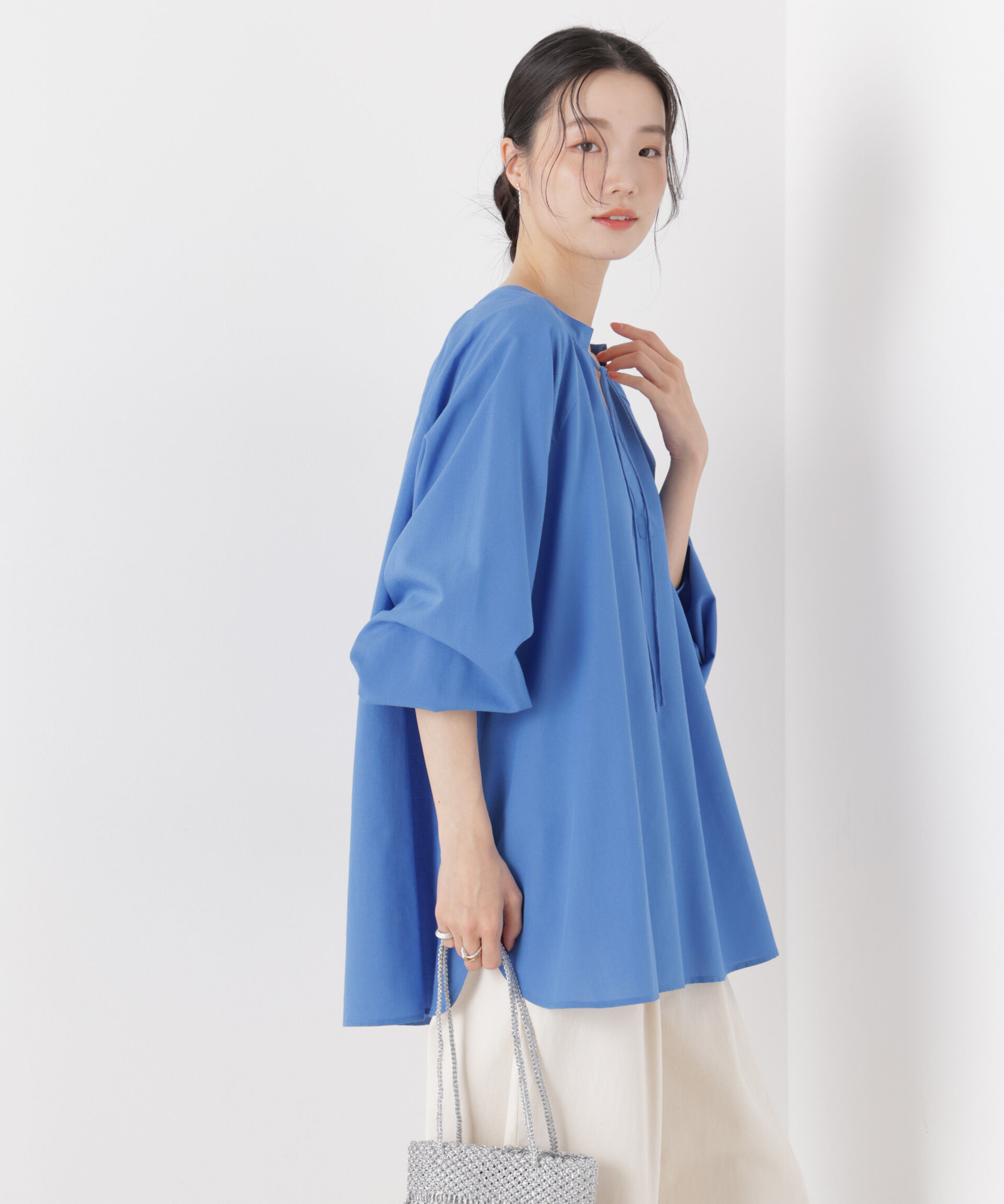 nano･universe「マシンウォッシャブルリネン混 ドルマンプルオーバーブラウス」|シャツ・ブラウス|