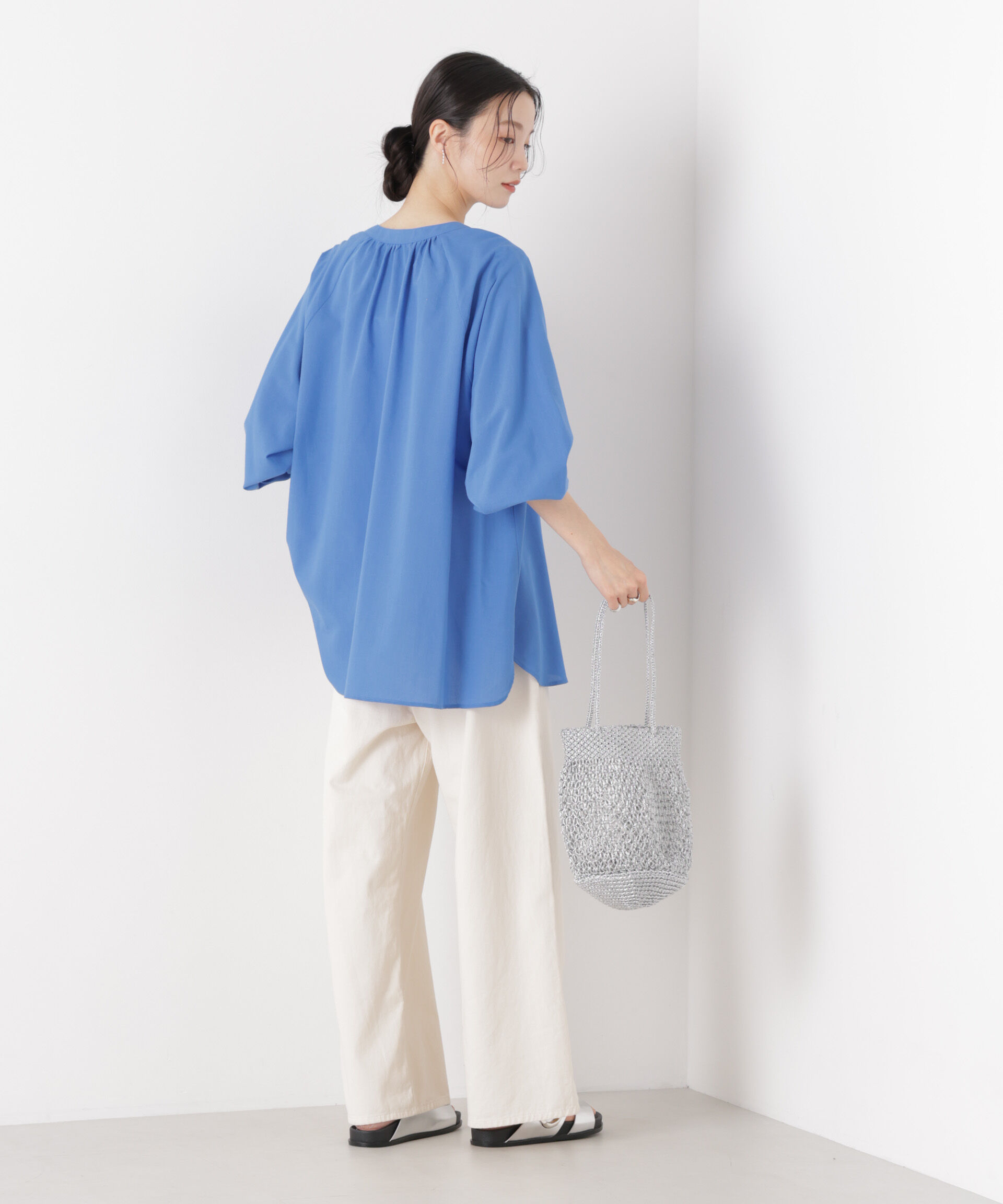 nano･universe「マシンウォッシャブルリネン混 ドルマンプルオーバーブラウス」|シャツ・ブラウス|