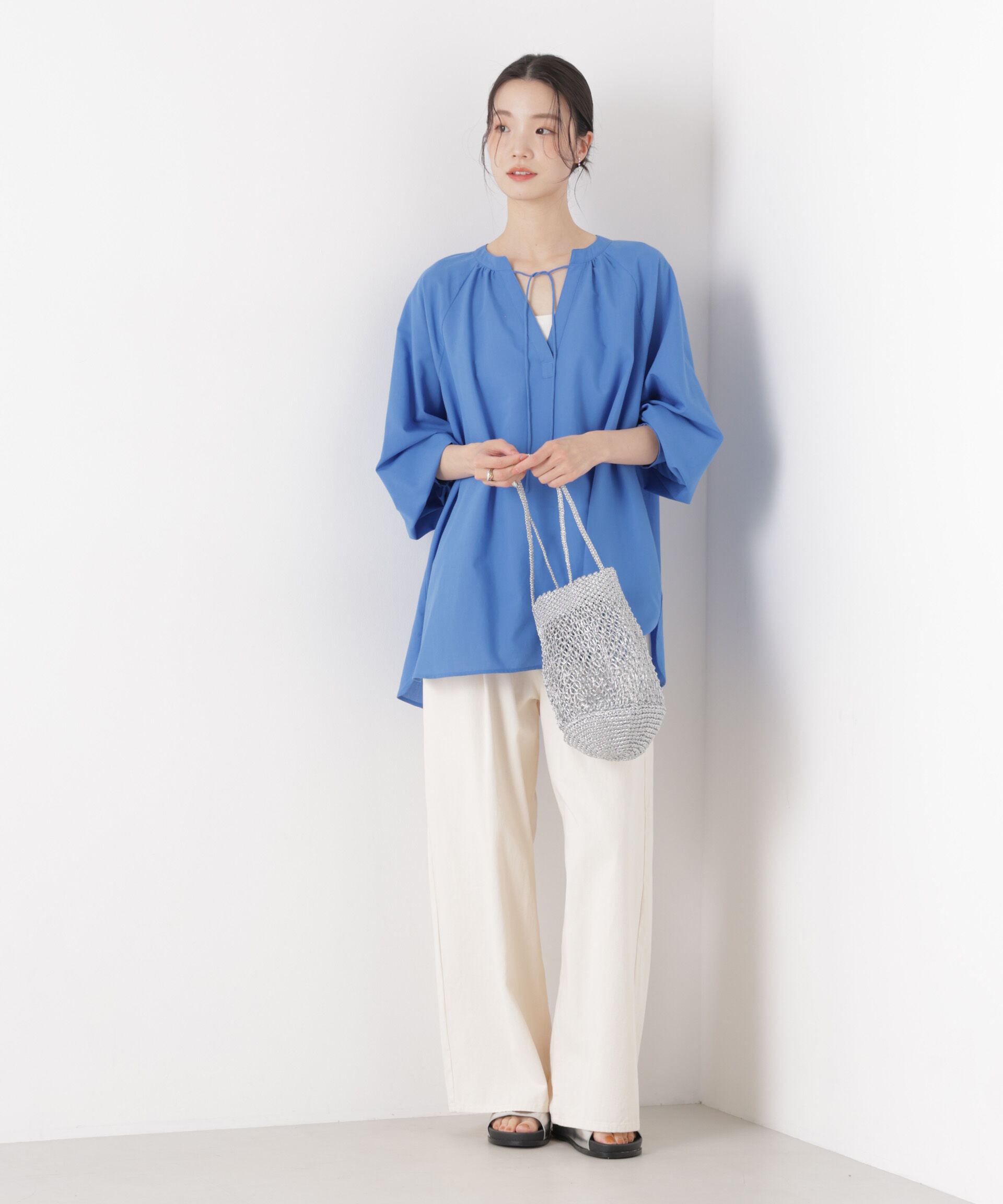 nano･universe「マシンウォッシャブルリネン混 ドルマンプルオーバーブラウス」|シャツ・ブラウス|