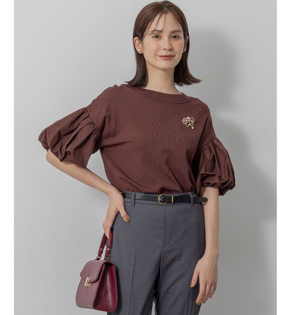 組曲「ストレッチクリアパフ袖 ニット」|ニット・セーター|ブラウン系