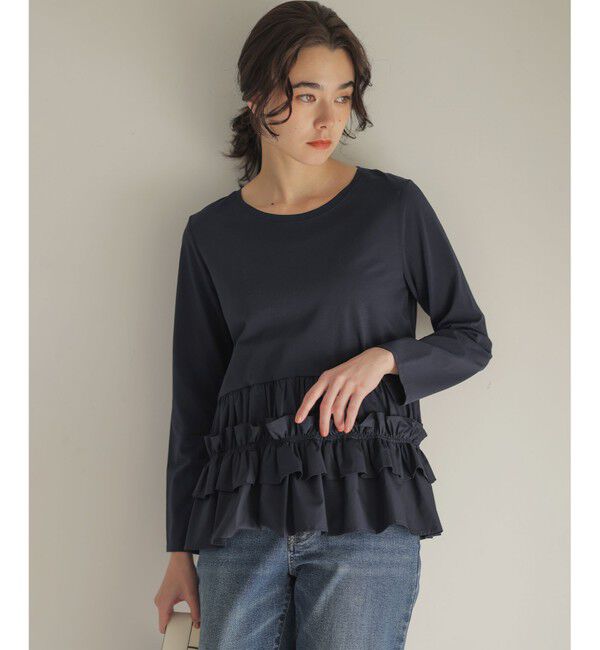 組曲「フリルシャツコンビ ロングTシャツ」|Tシャツ・カットソー|