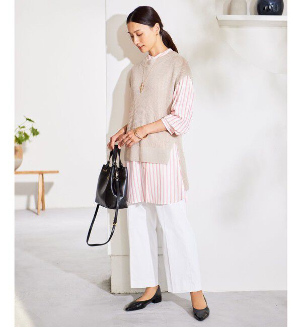 自由区「【洗える】リネンミドルゲージニット ベスト」|ベスト・ジレ|