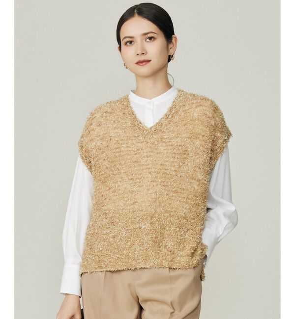 自由区「ファンシーラメスラリット ニット」|ニット・セーター|モカ