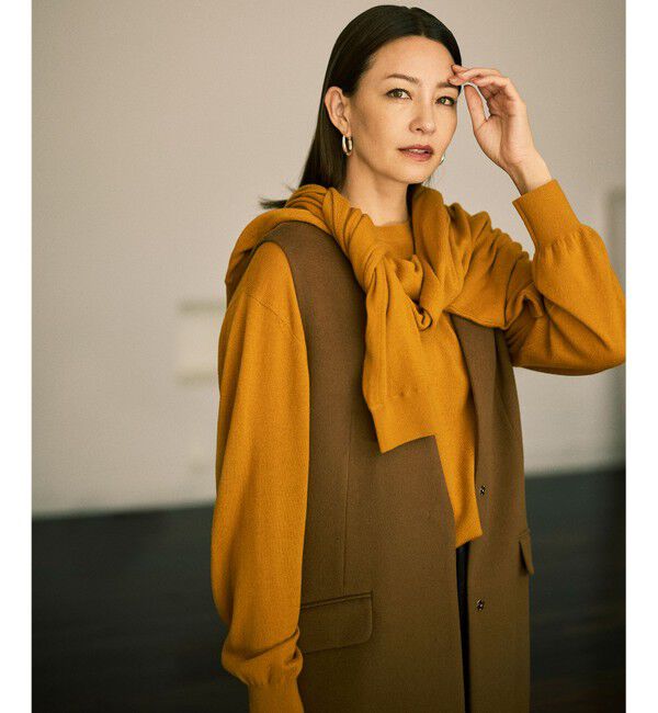 自由区「【カタログ掲載】ファインウールカシミヤドルマンシルエット ニット」|ニット・セーター|マスタード