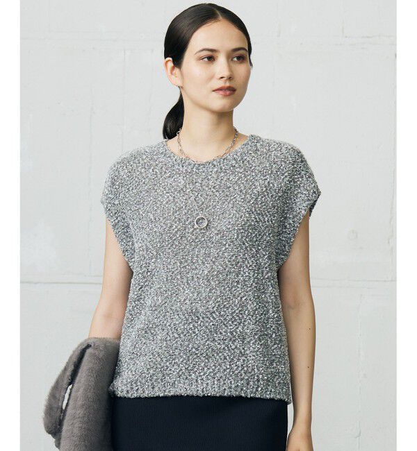 自由区「【カタログ掲載】ラメファンシーツイードニット ベスト」|ベスト・ジレ|グレー系