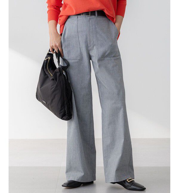 23区「【洗える】スラブツイルストレッチ ワイド パンツ」|その他|ネイビー系