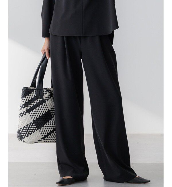 23区「【セットアップ対応/洗える】2WAYストレッチツイル ワイドパンツ」|その他|ブラック系