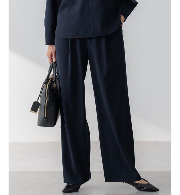 23区「【セットアップ対応/洗える】2WAYストレッチツイル ワイドパンツ」|その他|ネイビー系