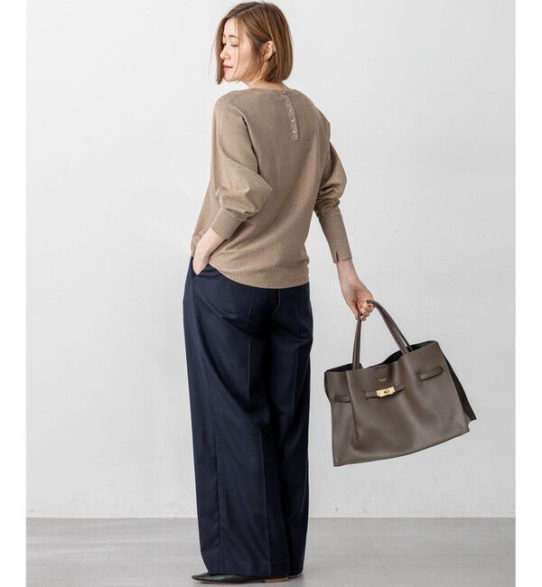 23区「【洗える/吊り干しOK】ヴィスコースストレッチ ドルマンスリーブ ラメ ニット」|ニット・セーター|