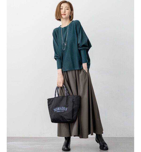 23区「【洗える/吊り干しOK】ヴィスコースストレッチ ドルマンスリーブ ラメ ニット」|ニット・セーター|