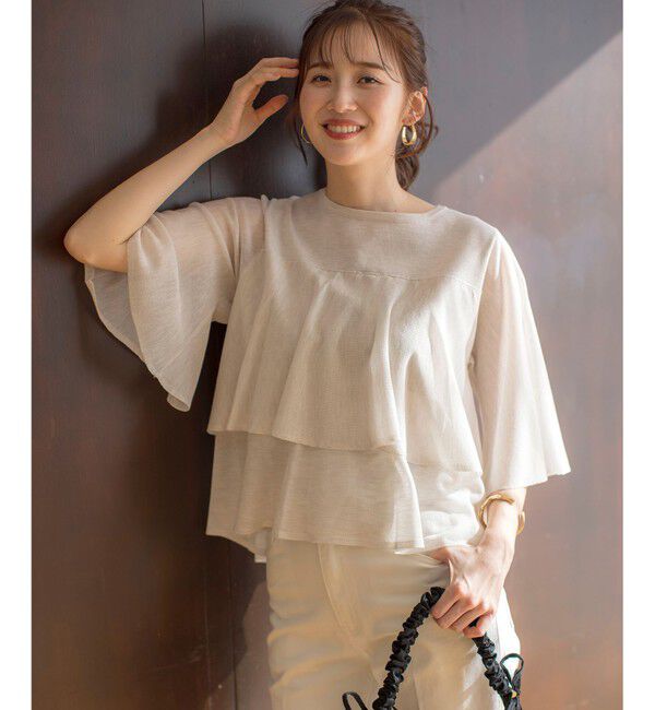 ANY SIS「【洗える】フリルシアー ニット」|ニット・セーター|オートミール