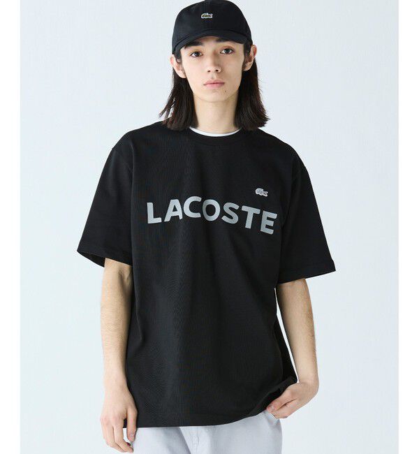 LACOSTE「ヘビーウェイトブランドネーム ラバープリント ロゴ半袖Tシャツ」|Tシャツ・カットソー|ブラック