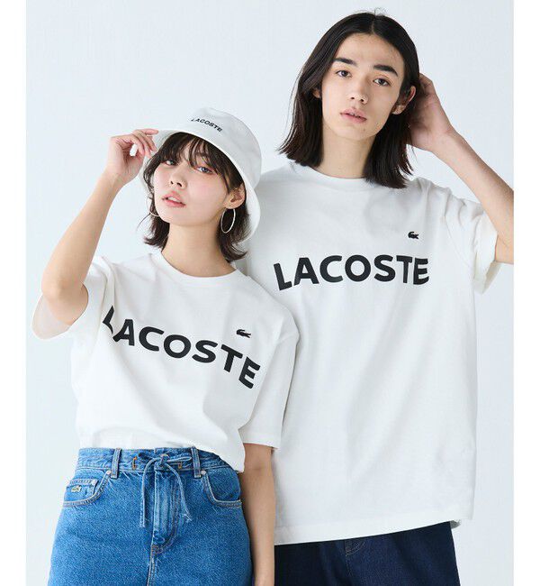 LACOSTE「ヘビーウェイトブランドネーム ラバープリント ロゴ半袖Tシャツ」|Tシャツ・カットソー|オフホワイト