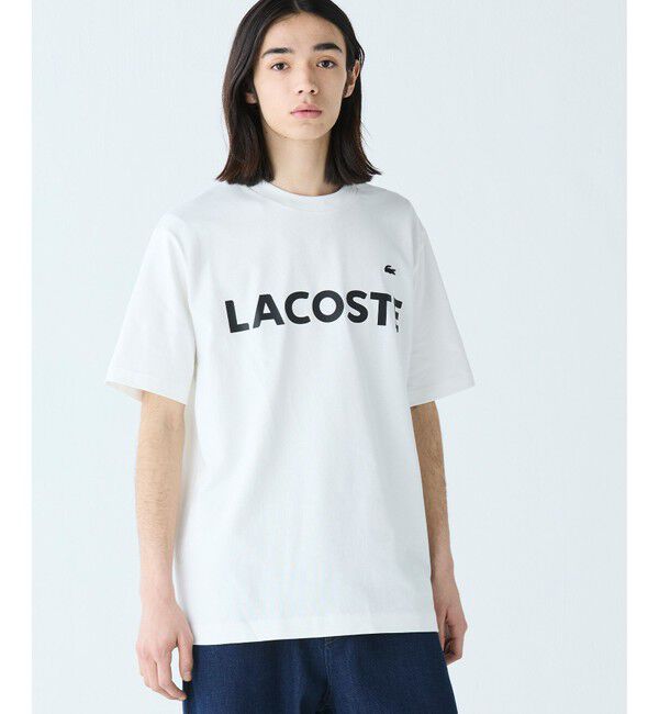 LACOSTE「ヘビーウェイトブランドネーム ラバープリント ロゴ半袖Tシャツ」|Tシャツ・カットソー|