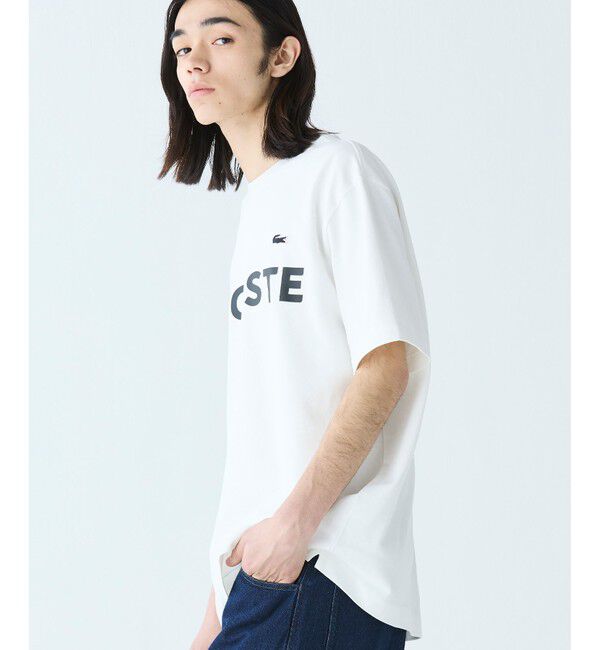 LACOSTE「ヘビーウェイトブランドネーム ラバープリント ロゴ半袖Tシャツ」|Tシャツ・カットソー|