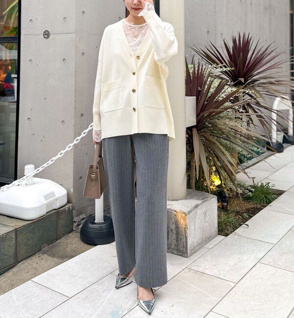 NOLLEY'S sophi「ウォッシャブル両面起毛ヘリンボーン/ストライプセミワイドパンツ」|その他|