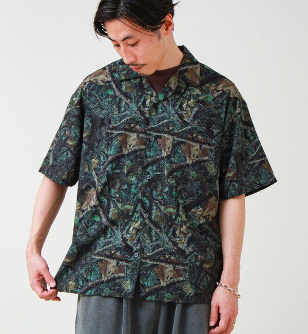 GLOSTER「【選べる6柄】オールオーバーパターン 半袖オープンカラーシャツ」|シャツ・ブラウス|グリーン系その他