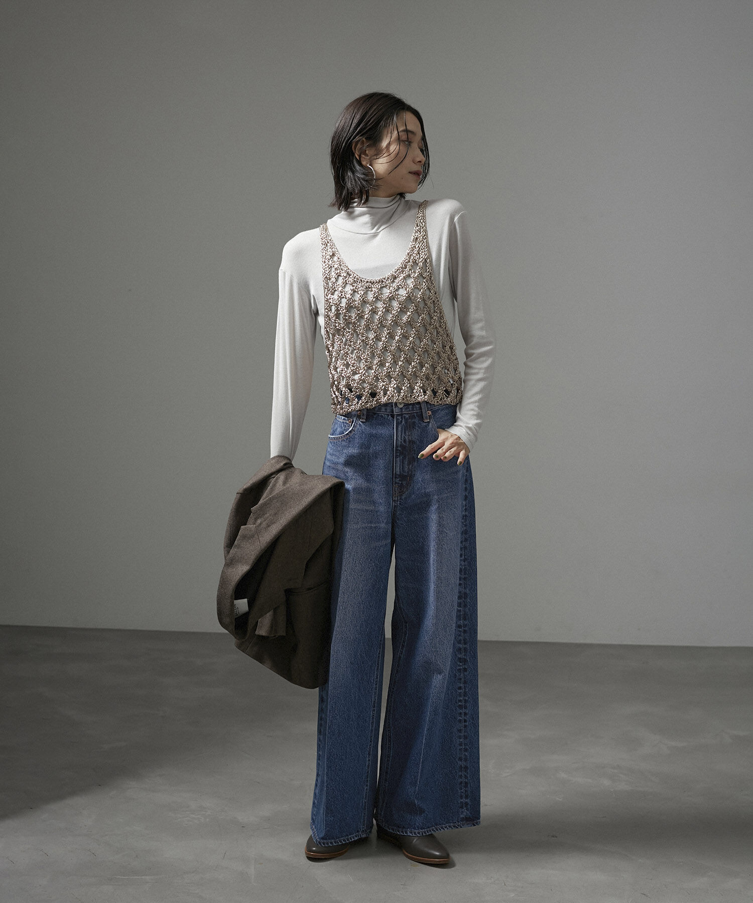 SALON adam et rope'「センタープレスバギーデニム」|デニム|