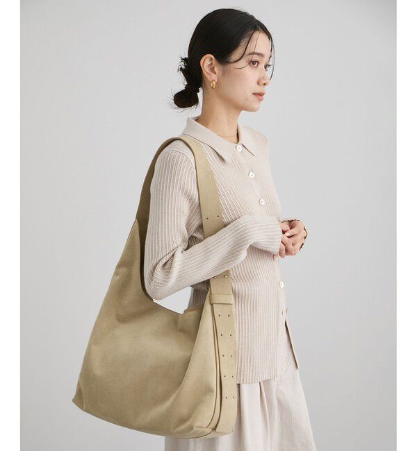 SALON adam et rope'「【W S（ドゥーブル）】Ultrasuede(R)ホーボーバッグ」|ショルダー・メッセンジャー|ベージュ(27)