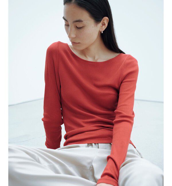 SALON adam et rope'「Hug Silkラウンドネックプルオーバー 3 / 新色追加」|Tシャツ・カットソー|レッド(60)