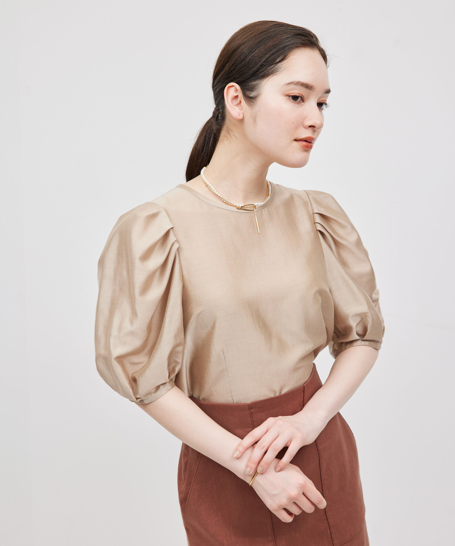 ROPE「【新色追加】【洗える】カールマイヤーパフスリーブブラウス【雑誌/メディア掲載】」|シャツ・ブラウス|