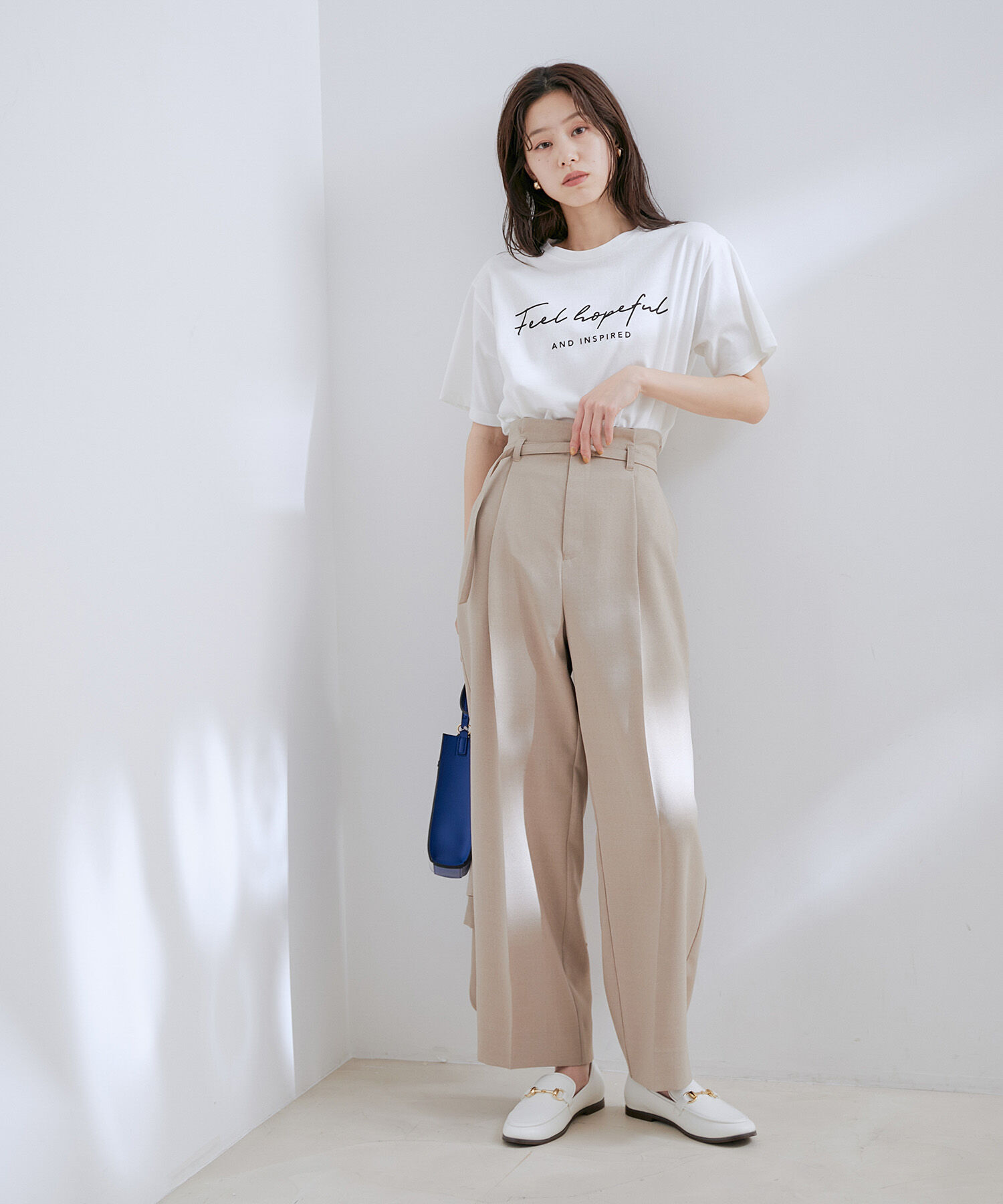 VIS「【接触冷感・洗える】美easy Dカンベルト付きワイドパンツ【セットアップ対応】」|スラックス|