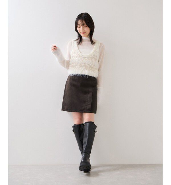 VIS「釦ポイントスエードライクミニスカート」|スカート|